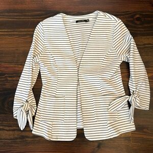 Black/White striped knit blazer